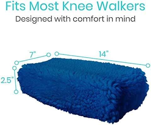 Vive Knee Scooter Pad Cover - Plush Adult Sheepskin Memory Foam Cushion, Walker Accessory for Knee Roller, Padded Accessories, Leg Cart Improves Comfort During Injury, Fits Most Knee Scooters
